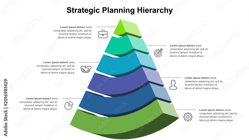 Fototapeta premium Strategic Planning Hierarchy Pyramid Infographic Template