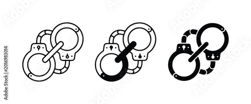 Bild auf Leinwand Handcuffs Icons Set, Restraint Symbols, Law Enforcement, Justice, Arrest, Crime,