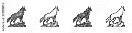 Tableau sur toile Sketch wolf companion icon design set