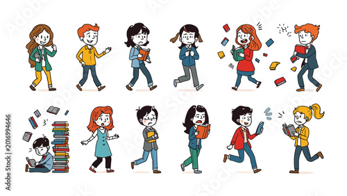 Foto Reading Journey: A diverse group of children embarks on individual reading adventures