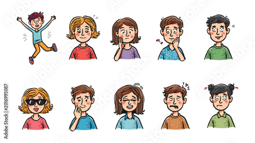 Fotografía Emotions Displayed: A vibrant display of diverse expressions, capturing various