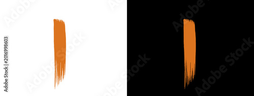 Orange Paint Stroke on White and Black Background