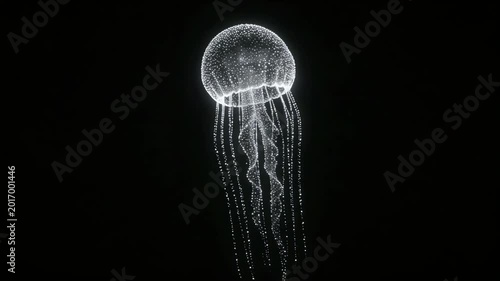 Stylized glowing jellyfish against black