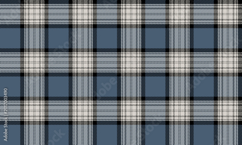 Canvas Print Seamless plaid fabric in blue, beige, and black, perfect for textiles and fashion design