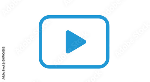 Free Download play button icon blue outline on white background - GFXLoad