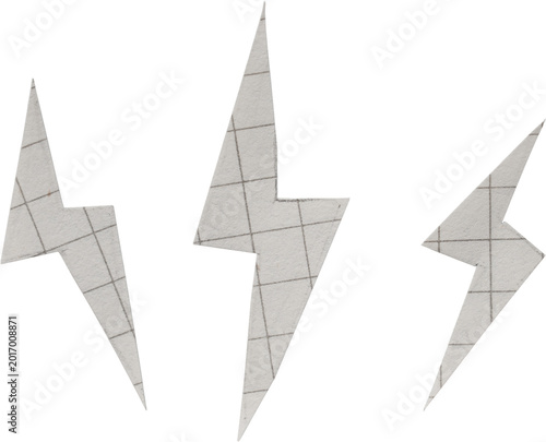 White Vintage Paper Three Lightning Bolt Doodle