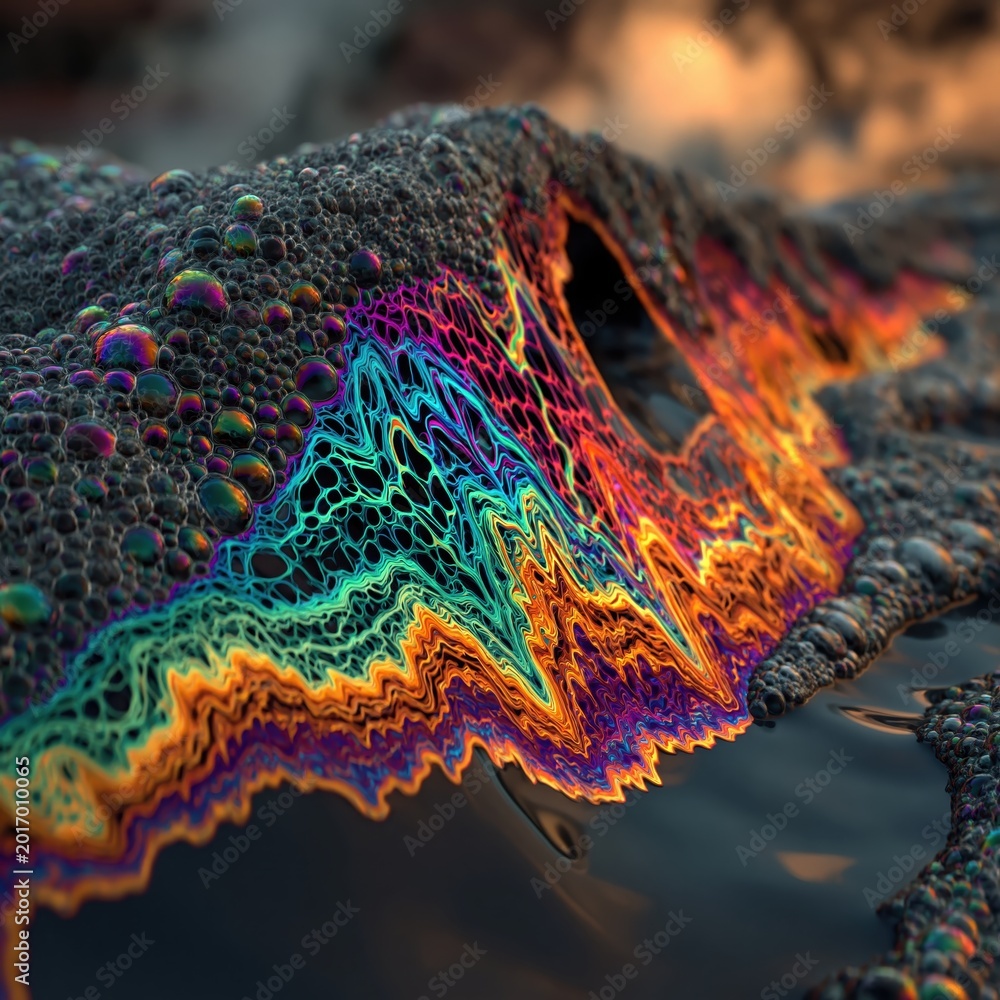 Fototapeta premium Colorful oil spill with a mesmerizing rainbow effect 