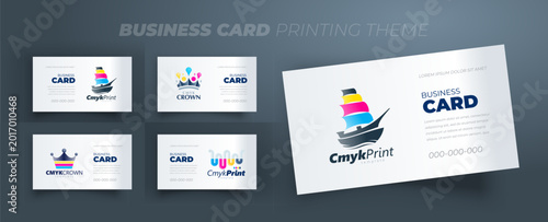 Fotografía Set Business card Printing theme. Template design vector.