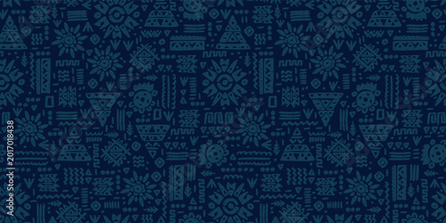 Quadro su tela Hand drawn  abstract seamless pattern, ethnic background, tribal style - great f