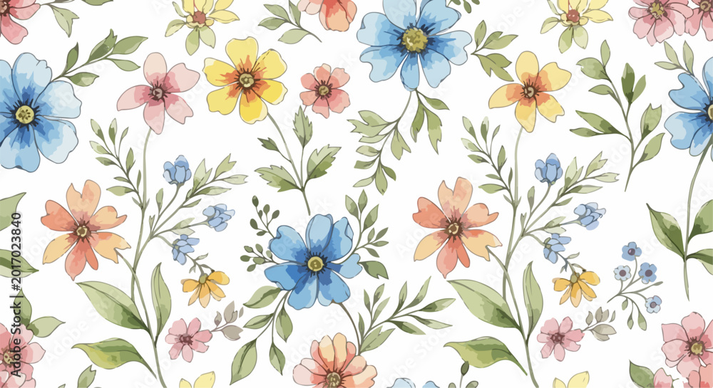 Obraz premium Nature inspired watercolor flowers with calm arrangement and organic beauty