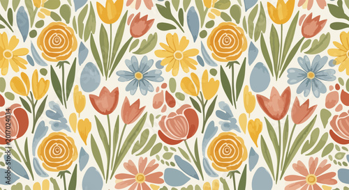 Fotografi Subtle floral illustration with airy textures and soft overlapping petal shapes