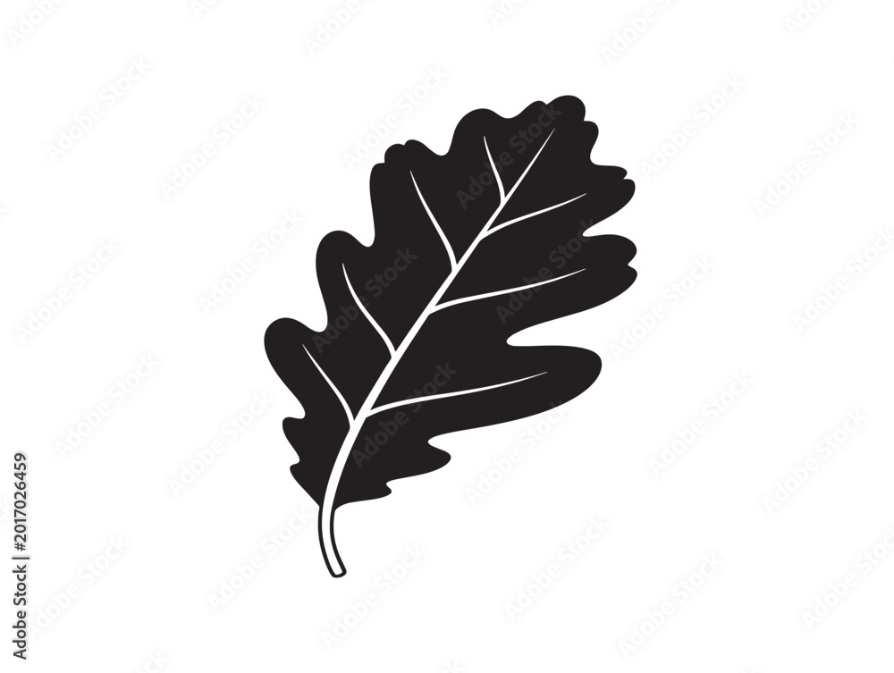 Fototapeta premium Bold red oak tree silhouette icon for forest themed creative projects 