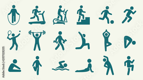 Tableau sur toile Set of various sport and fitness activities icons for health lifestyle