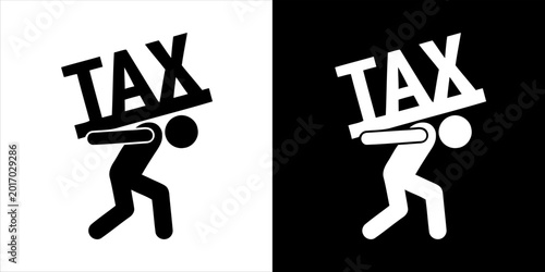 Schilderij op canvas Symbolic illustration of an individual carrying the heavy burden of tax obligati