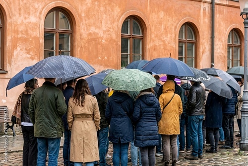 people walking in the rain