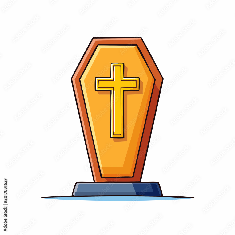 Obraz premium Cartoon Coffin with Christian Cross