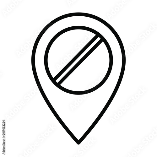 Tableau sur toile Banned location pin icon restricted area map pointer no entry gps marker outline