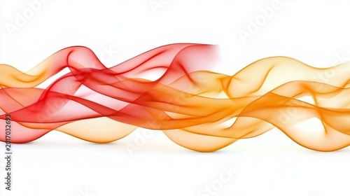 Dynamic interplay of flowing shades on pure backdrop with mesmerizing red and yellow swirling hues.