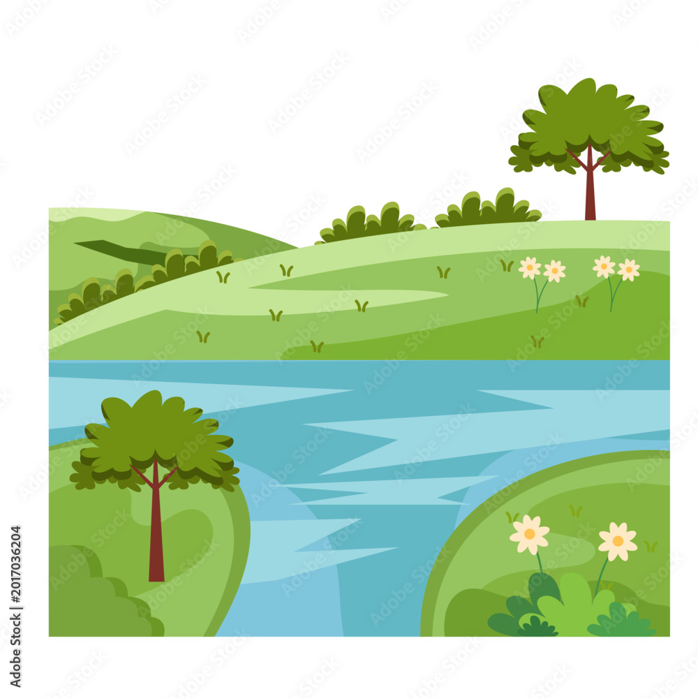 Fototapeta premium River Landscape Illustration