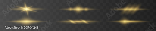 Golden set beam glow with bright center highlight. Horizontal flare line soft edges. Warm abstract modern design.