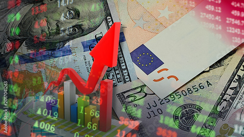 Fotografie Global currency trade between the US dollar and the Euro is expanding rapidly