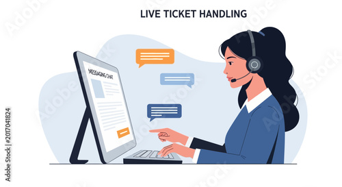 Customer Service Representative Chatting Online, Live Ticket Handling