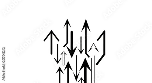 Foto Multiple Arrows Pointing Up and Down on White Background.