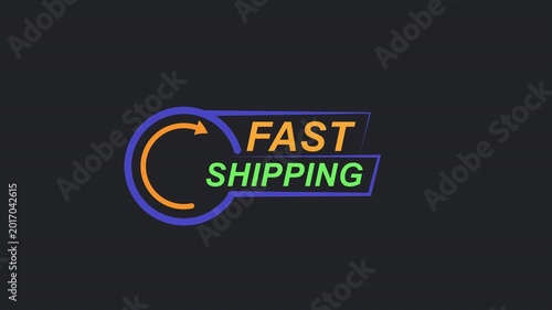 Animated Fast Shipping Badge with Motion Lines. Looping E-commerce Delivery Icon on Alpha Channel.