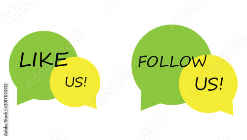 Follow us like us speech icon label design sticker sign vector