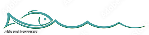 The symbol of stylized blue fish with blue sea.