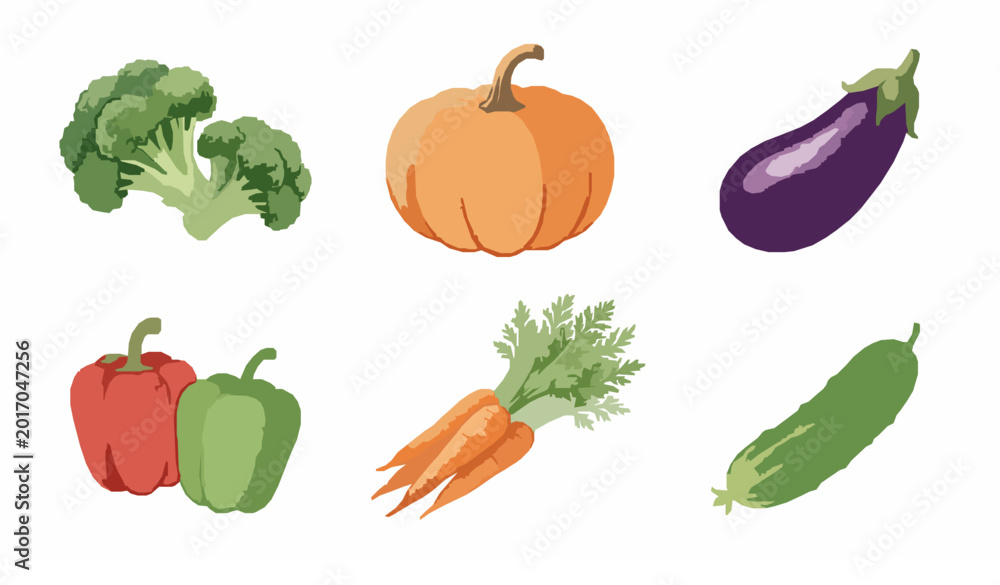 Fototapeta premium Fresh Vegetable Illustration Set Collection