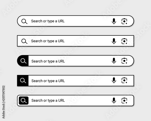 Various search bar templates internet browser engine with search box address bar and text field ui