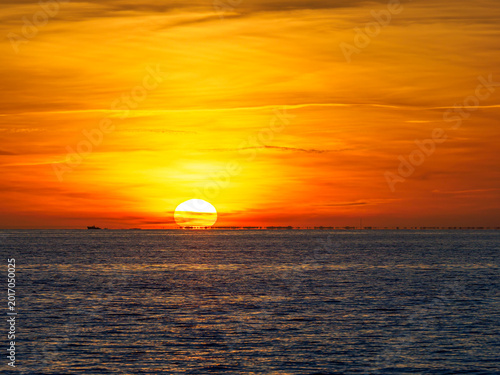 Golden hour sunset over Mediterranean Sea