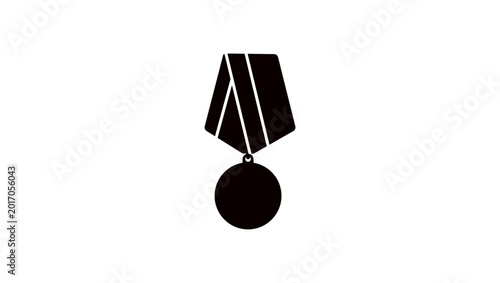 Fotografía Military medal, black isolated vector silhouette