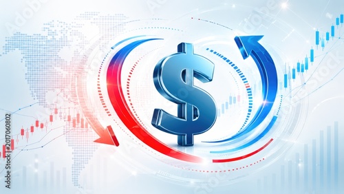 Dollar Symbol with Financial Growth and Market Exchange Concept