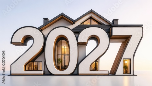Modern House Shaped as 2027 Future Real Estate Concept