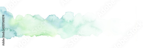 Soft Blue Green Watercolor Wash Banner Background Fading to the Right