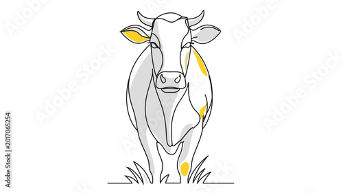 Creative dairy cow illustration with editable stroke, a colorful line vector icon showcasing a modern cattle design for agricultural themes in a scalable and customizable flat graphic format.