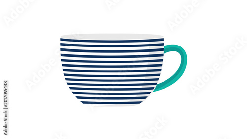 Detailed colorful line vector icon of a stylized patterned ceramic mug for pottery workshop and handmade art promotion, vibrant illustration isolated on white background for graphic design.