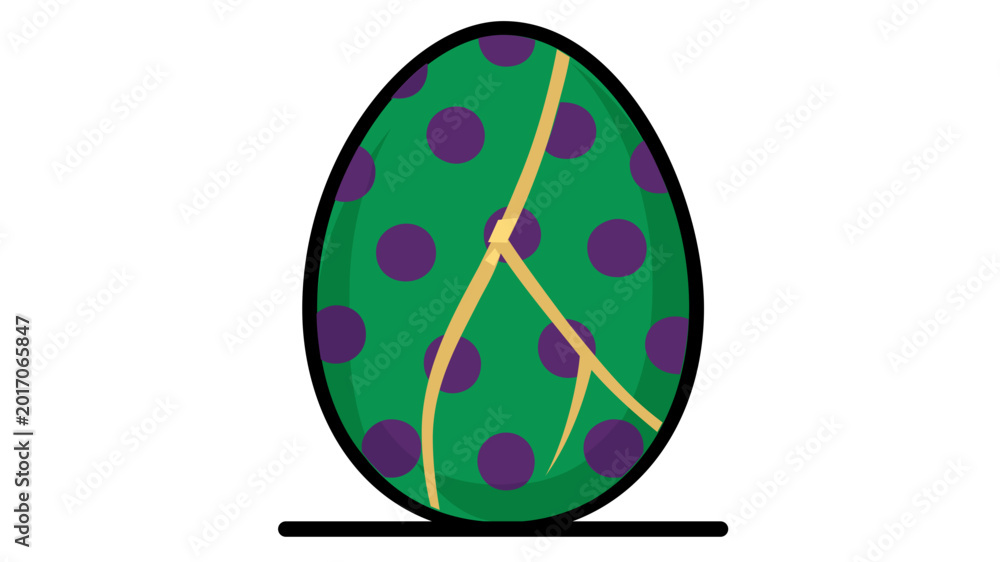 Fototapeta premium Colorful speckled dragon egg vector icon with editable stroke for fantasy game design and mythical lore illustrations. This minimalist flat line art graphic is customizable for creative projects.