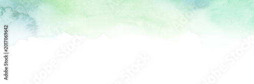 Soft Green Blue Watercolor Top Border Background with Copy Space