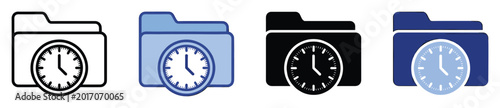 Digital folder with clock icon representing data organization and historical records for business software