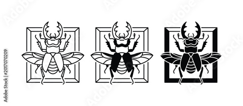 Foto Stag Beetle Icons, Insect Vector Graphics, Entomology Art, Black and White Insec