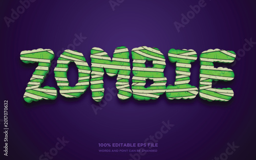 Zombie 3D editable text style effect