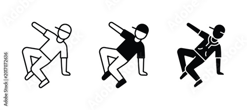 Foto Breakdancer Icons, Hip Hop Dancer Silhouette, B-boy Movement Vector Graphics