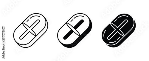 Foto Pill Icons, Medical Capsules, Healthcare Symbols, Health Medicine Vector Graphic