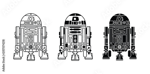 Obraz na płótnie Robot Droid Icons, Sci-Fi Astromech Character Set, Futuristic Technology Vector
