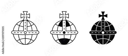 Canvastavla Royal Orb Icons, British Symbol Vector Set, Imperial Regalia Graphics, Sovereign