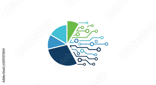 Infographic pie chart with circuit board.