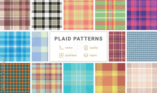 Fotografía Plaid pattern set for birthday party accessories